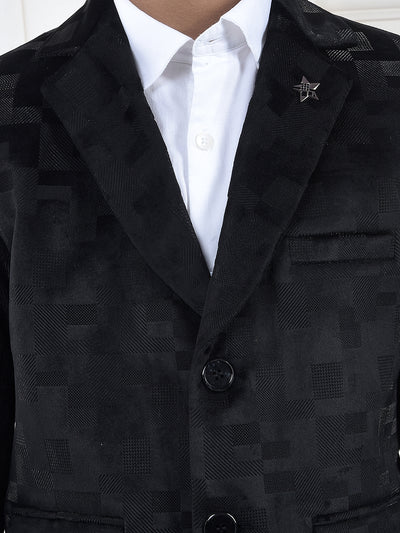 Black Jacquard Single-Breasted Blazer