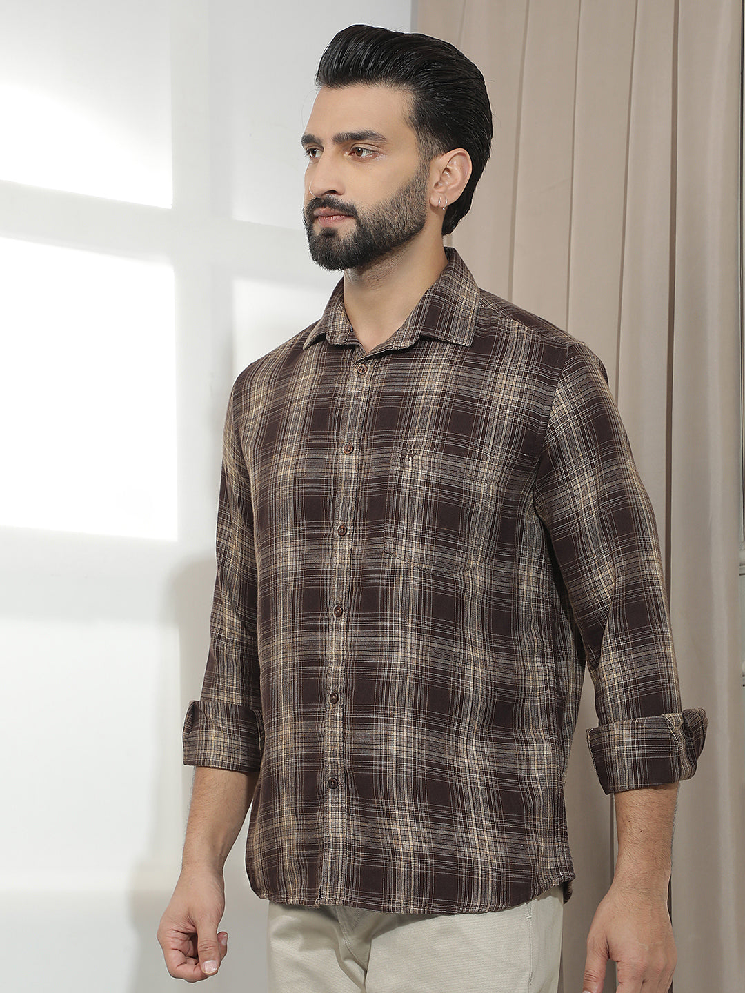 Dark Brown Checked Shirt