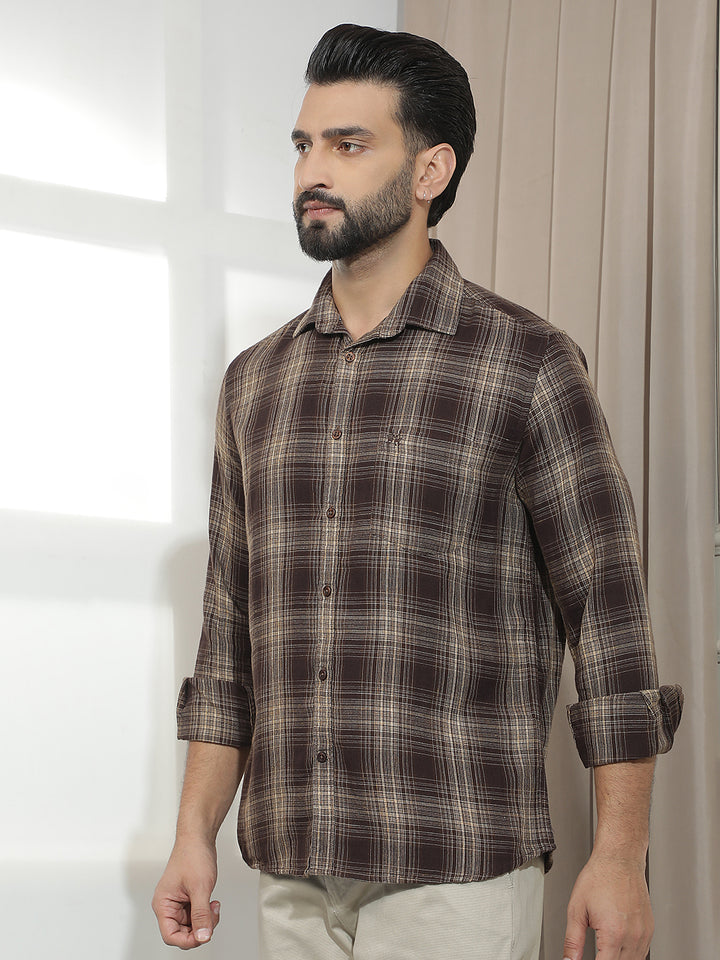 Dark Brown Checked Shirt