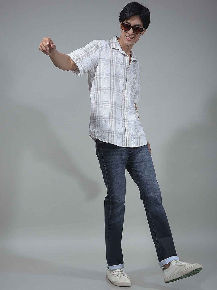 Beige Check Surface Shirt