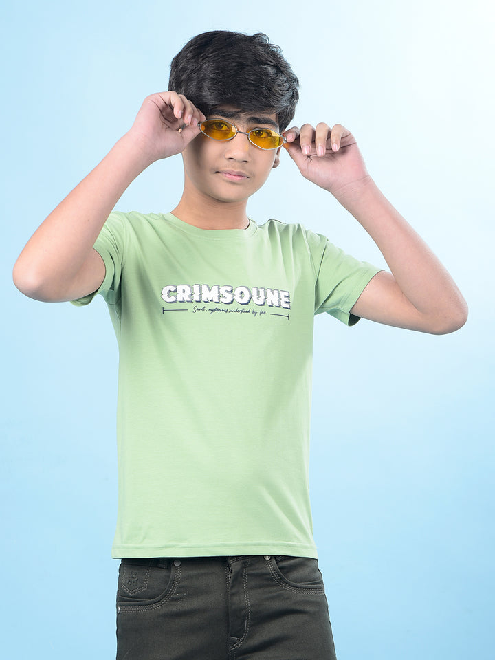 Green Typographic Print T-Shirt