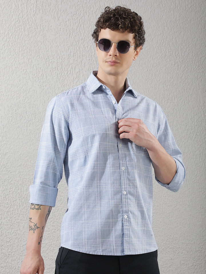 Sky Blue Checked Shirt
