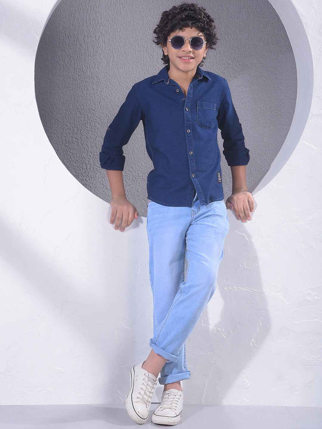 Blue 100% Cotton Denim Shirt