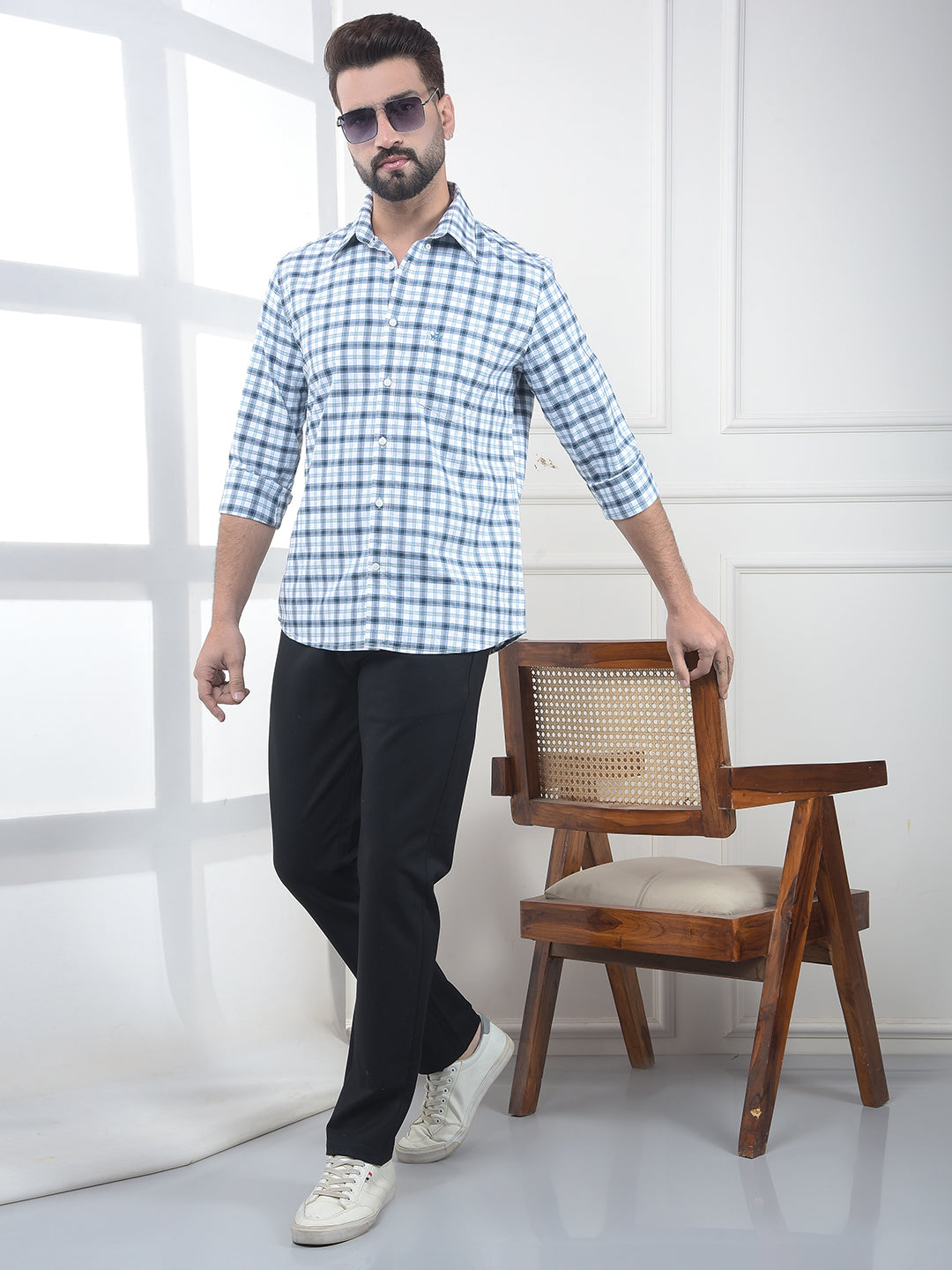 Talon Blue Checked 100% Cotton Shirt