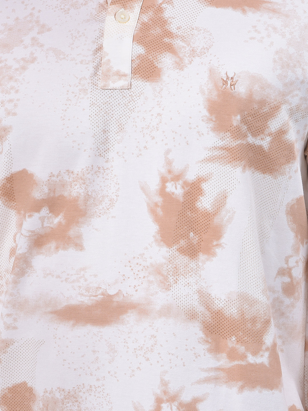 Brown Abstract Print Polo Neck T-Shirt