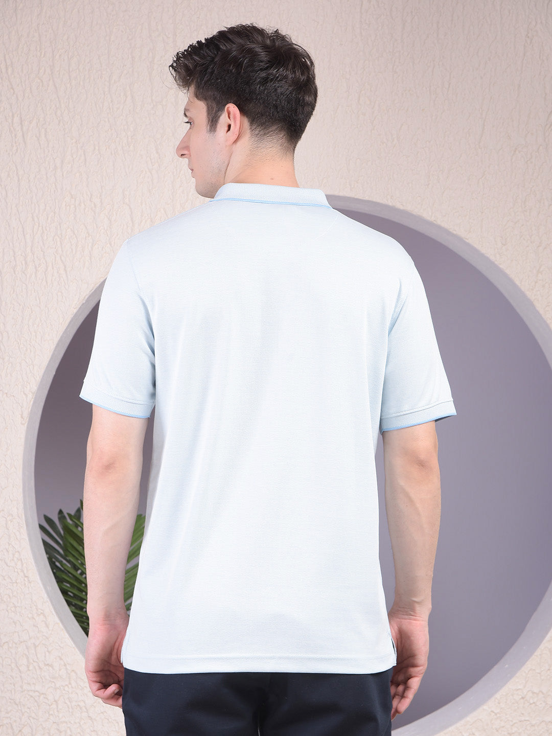 Blue Polo-Neck T-Shirt
