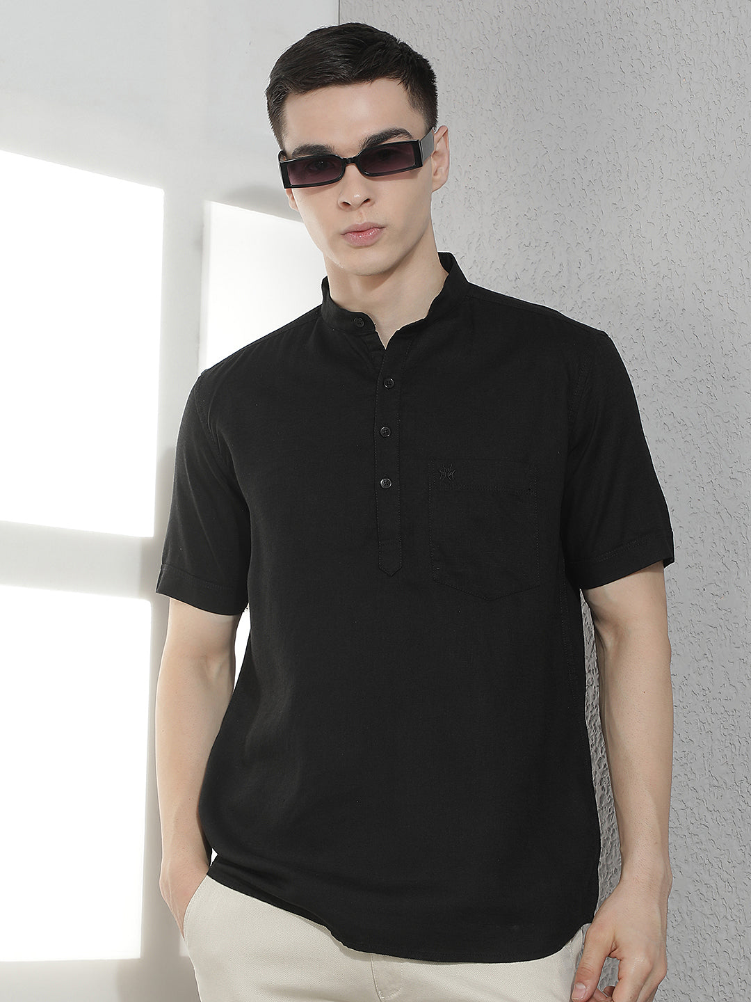 Classic Sleek Black Linen Kurta
