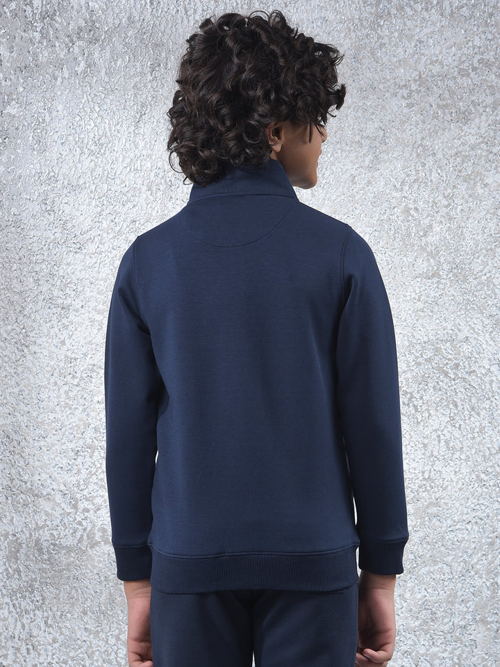 Stretch Fabric Navy Blue Sweatshirt
