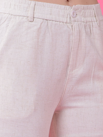 White Straight Linen Trousers