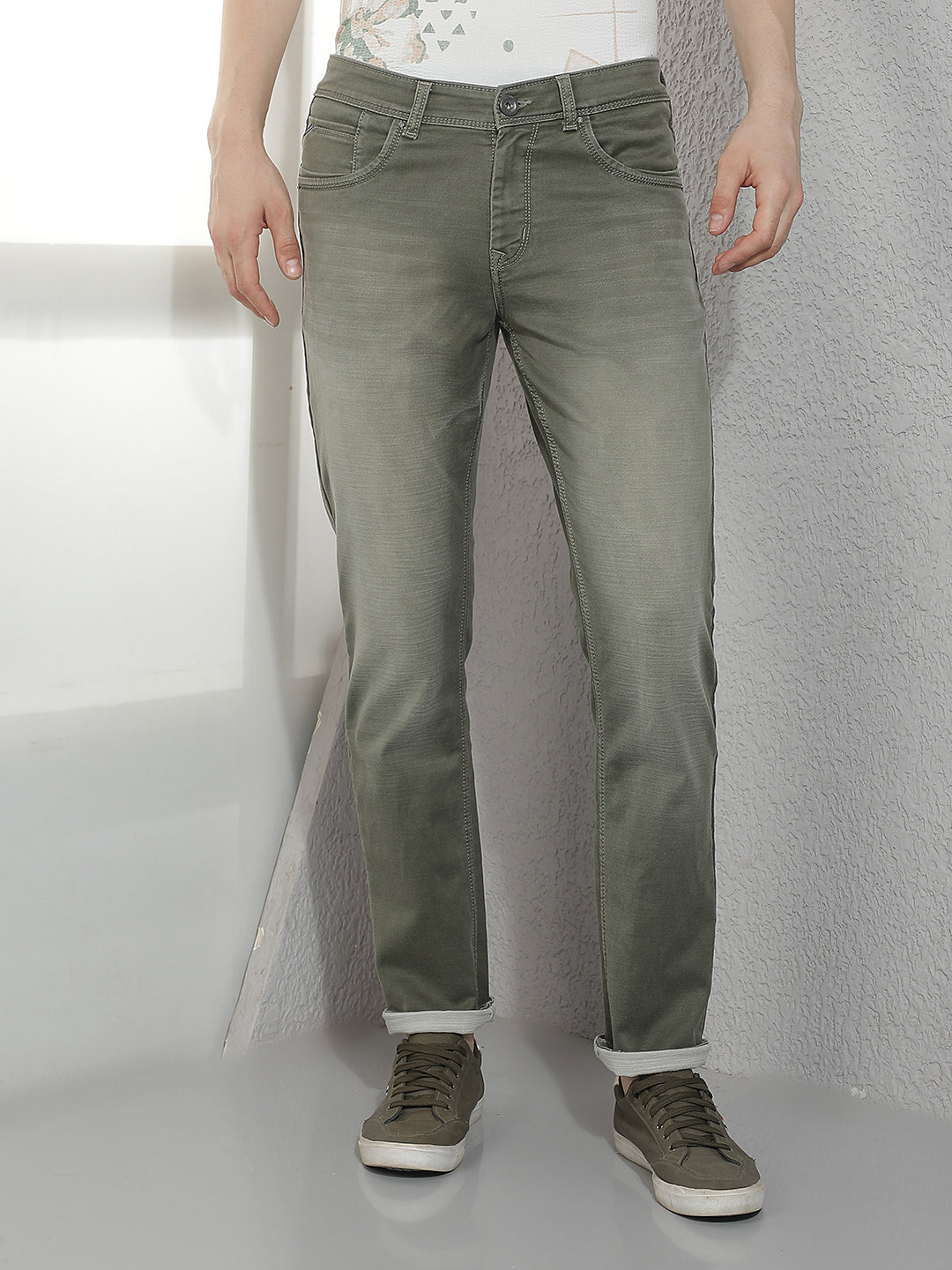 Modern Olive Faded Washed Jeans