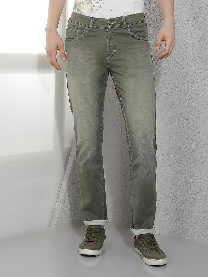 Modern Olive Faded Washed Jeans