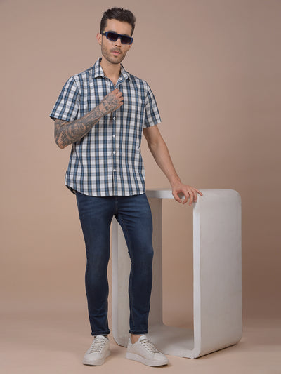 Blue Checked 100% Cotton Shirt
