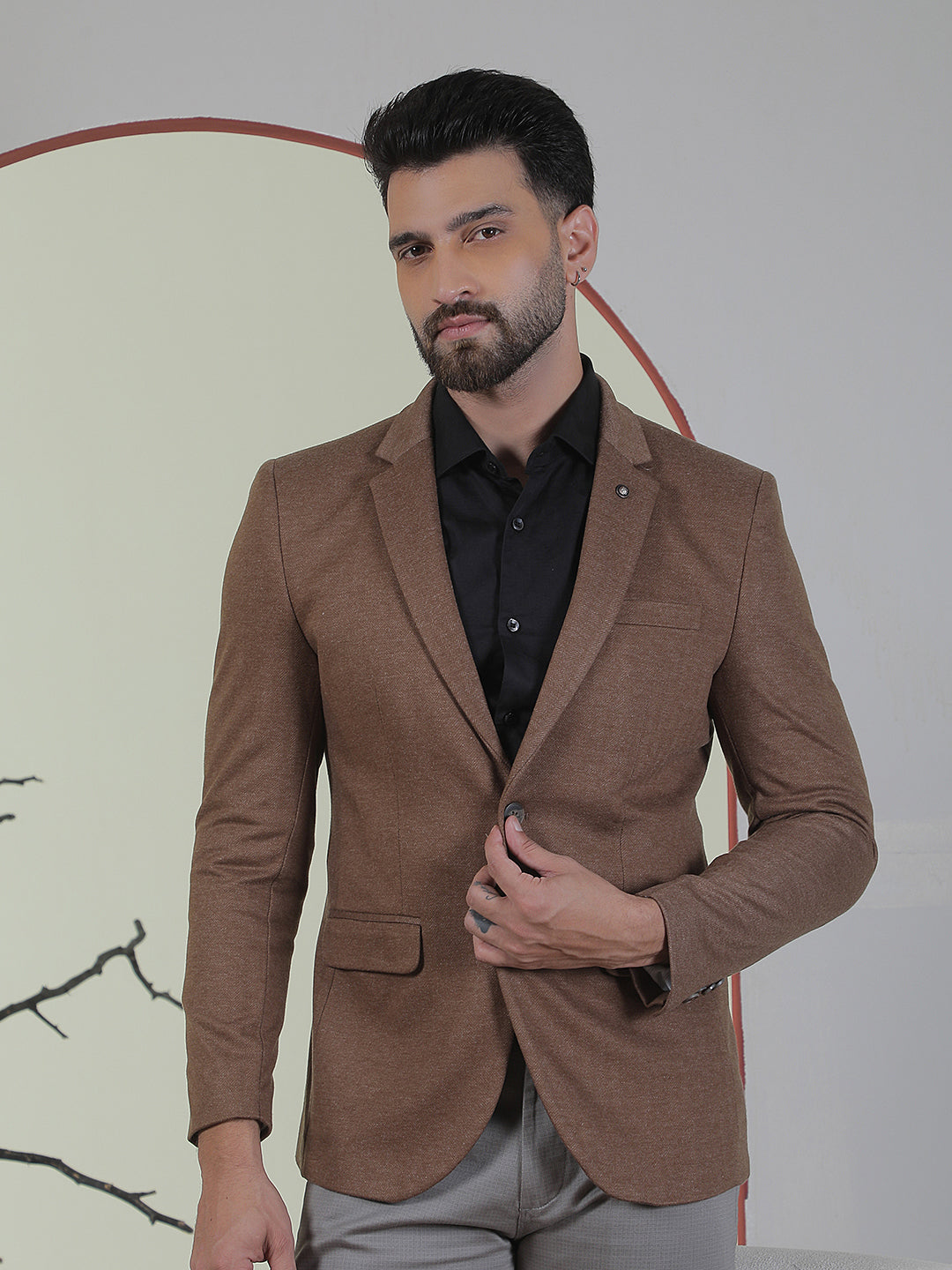 Brown Notch Lapel Blazer