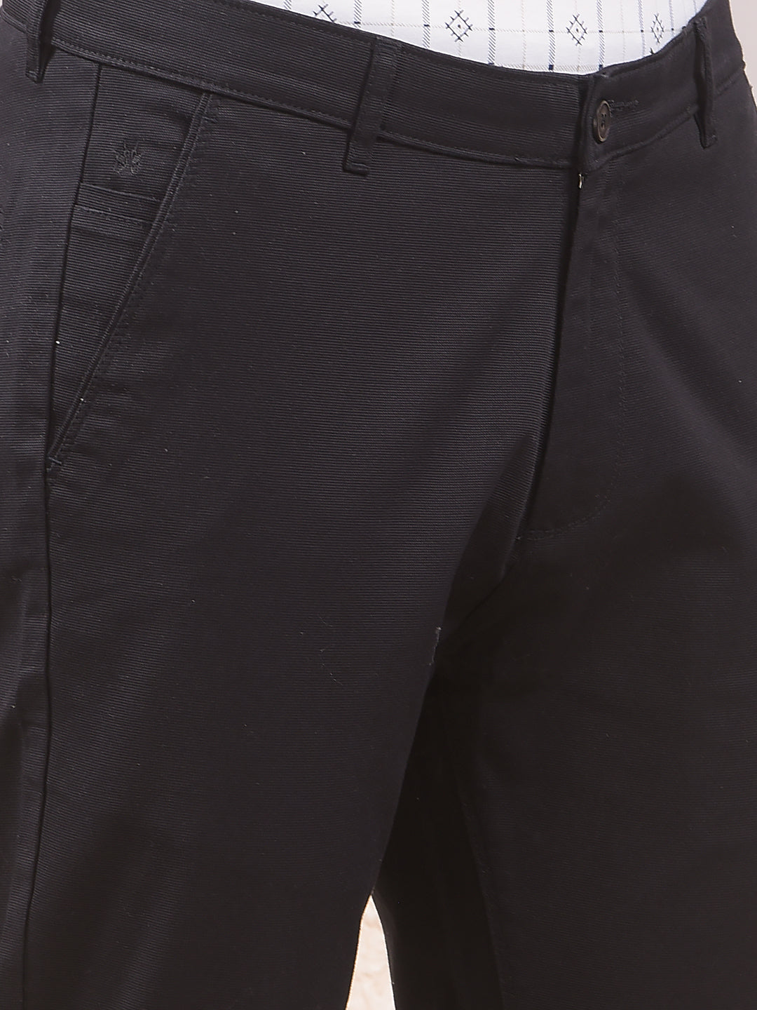 Carbon Dobby Stretch Black Trousers