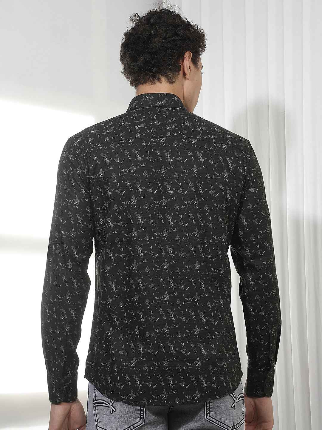 Black Floral Print Shirt