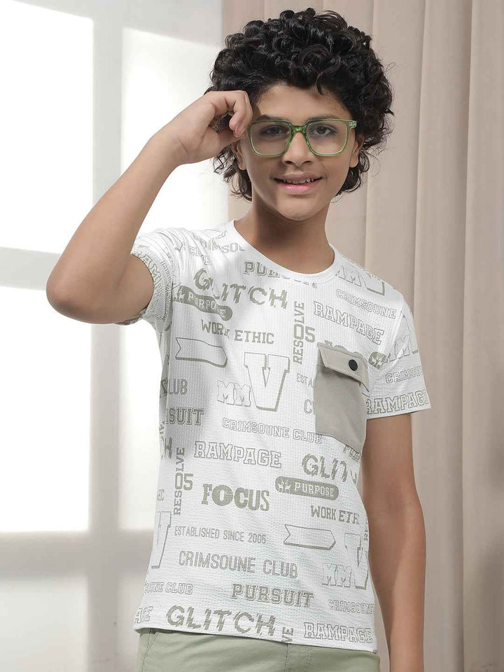 Olive Typographic Printed T-Shirt