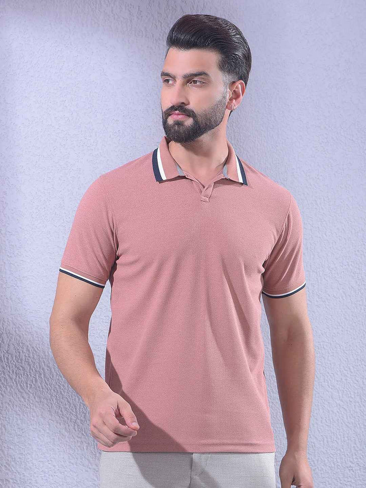 Pink Polo Neck T-Shirt