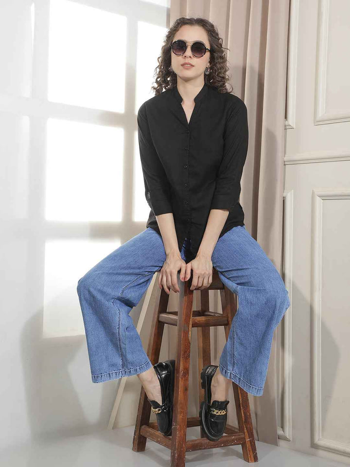 Dashing Black Luxe Linen Shirt