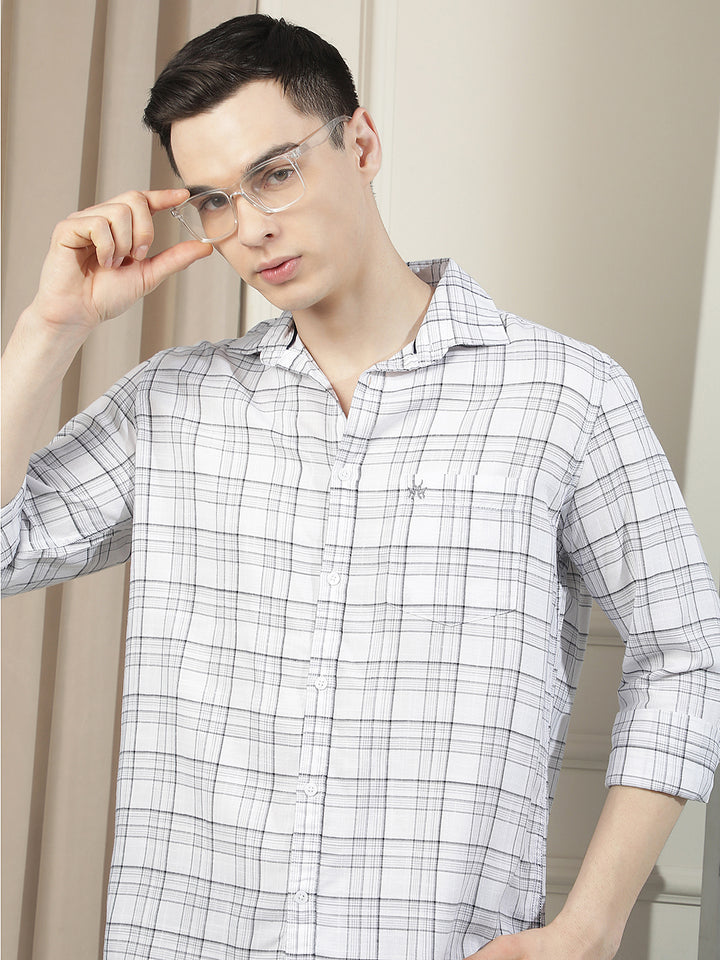 Refined Clean White Checked Shirt