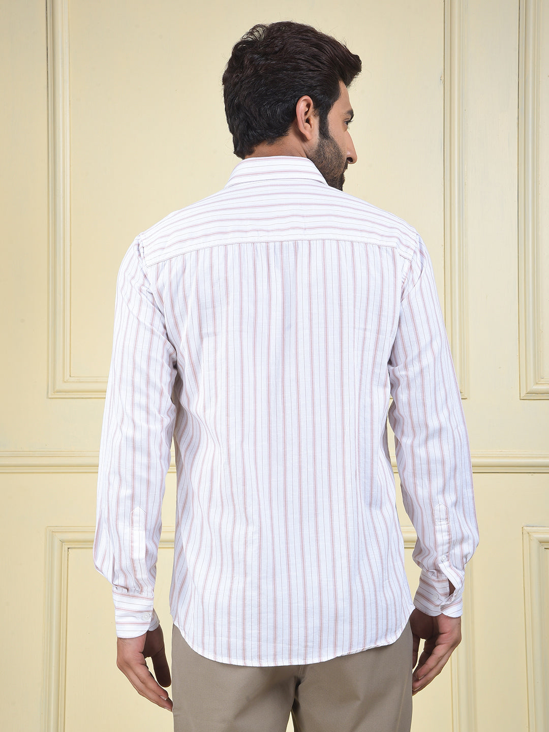 Purple Vertical Stripes 100% Cotton Shirt