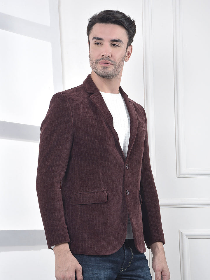 Wine Corduroy Single-Breasted Blazer