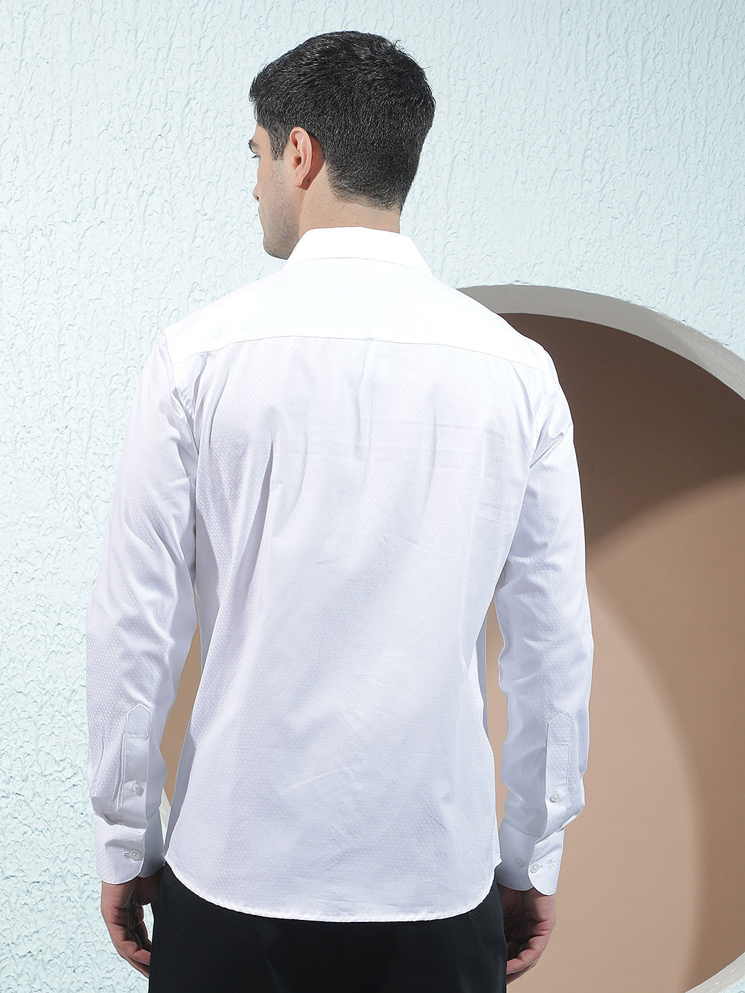 White Jacquard 100% Cotton Shirt