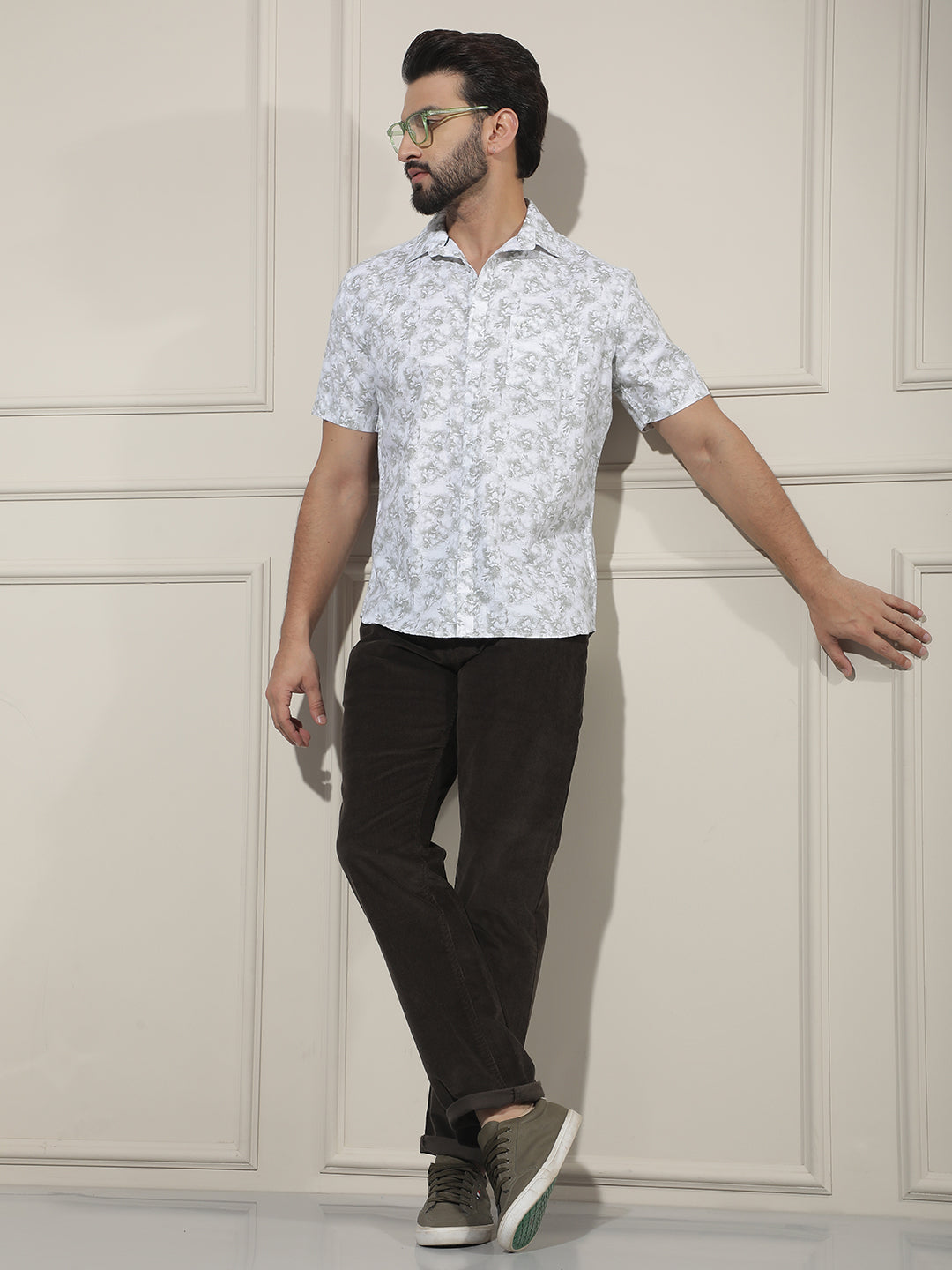 Green Floral Print Shirt