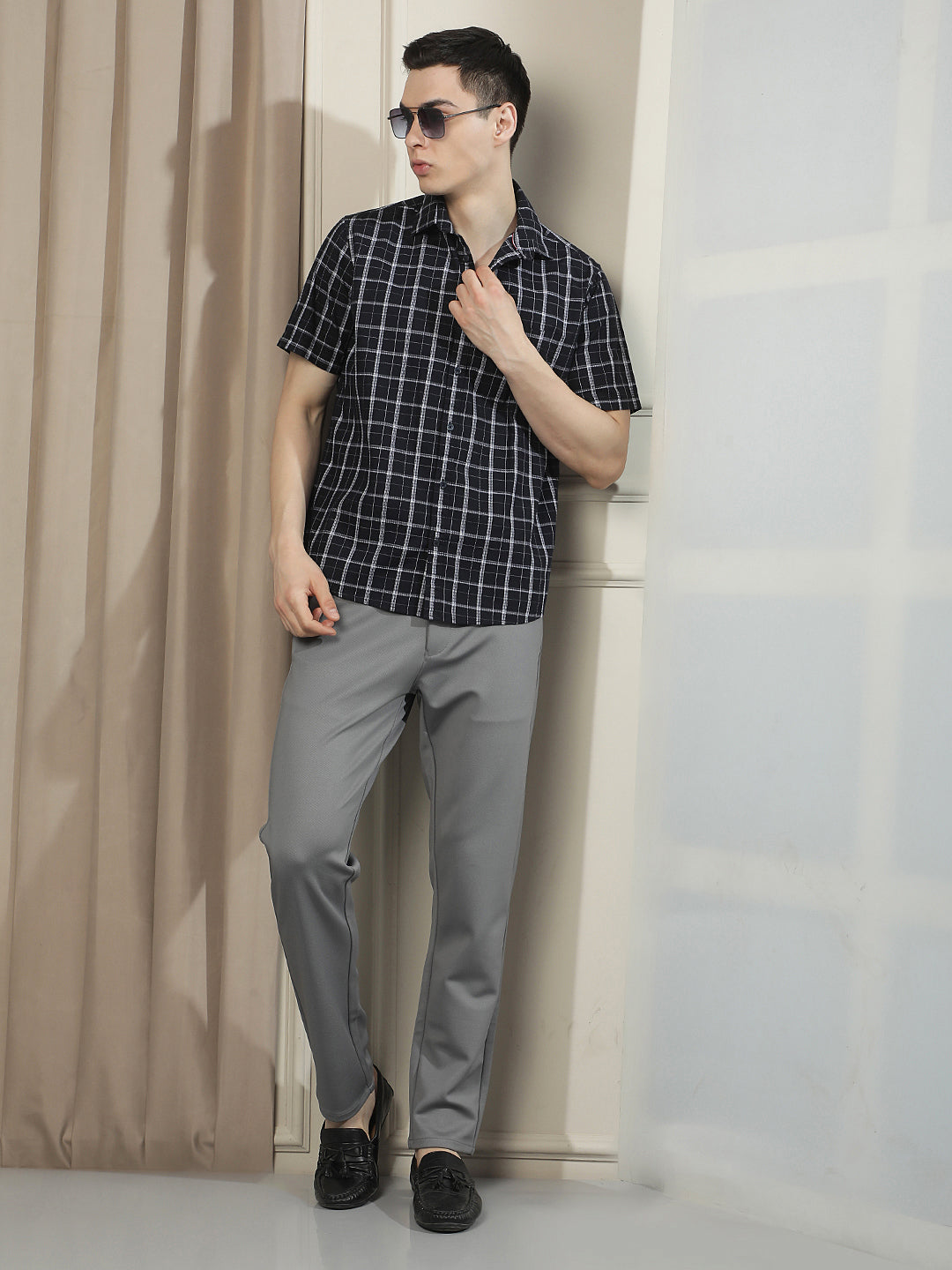 Black Checked 100% Cotton Shirt