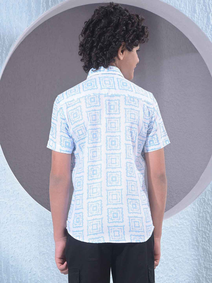 Sky Blue Printed Shirt