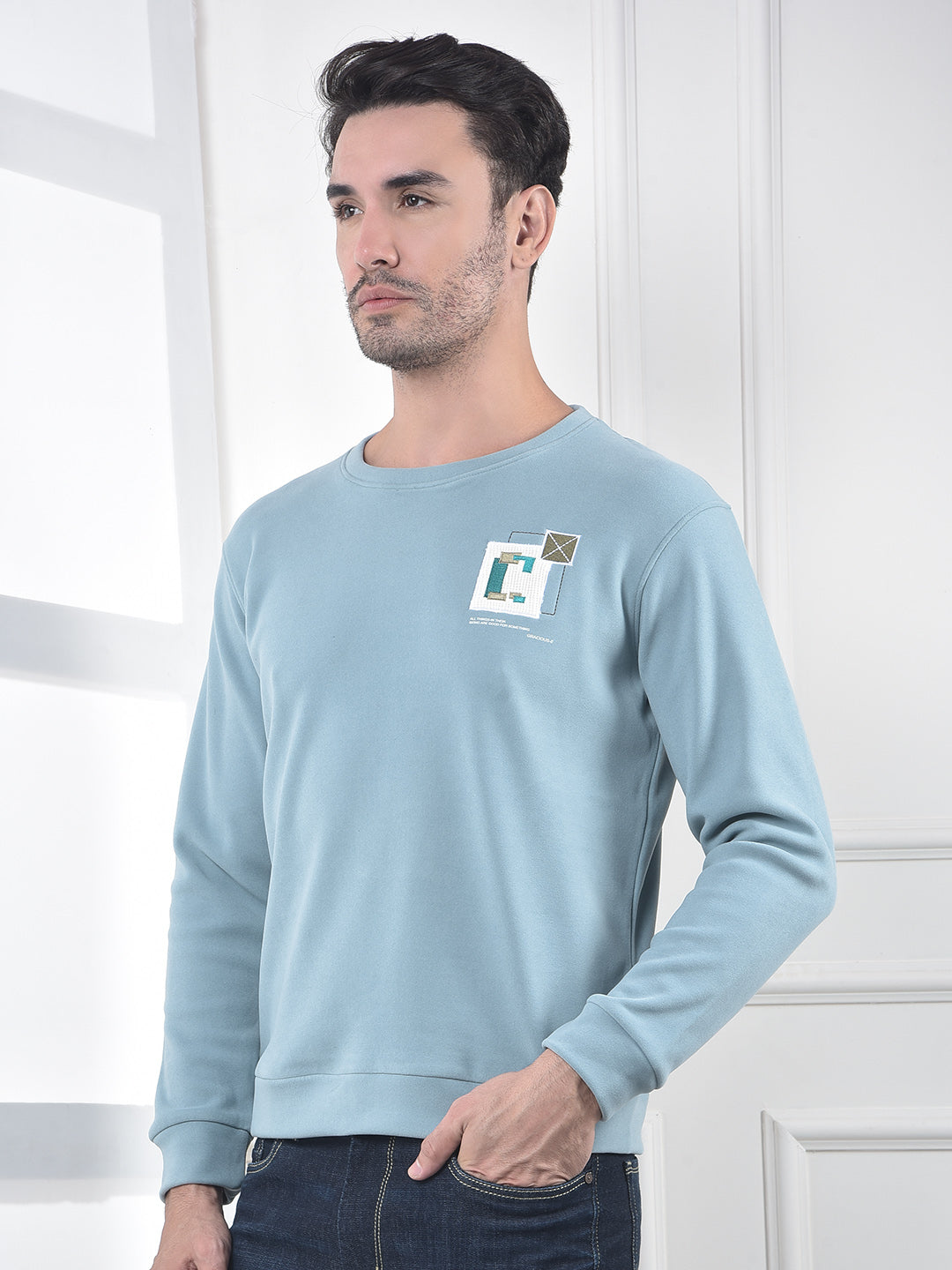 Blue Graphic Print Sweatshirt