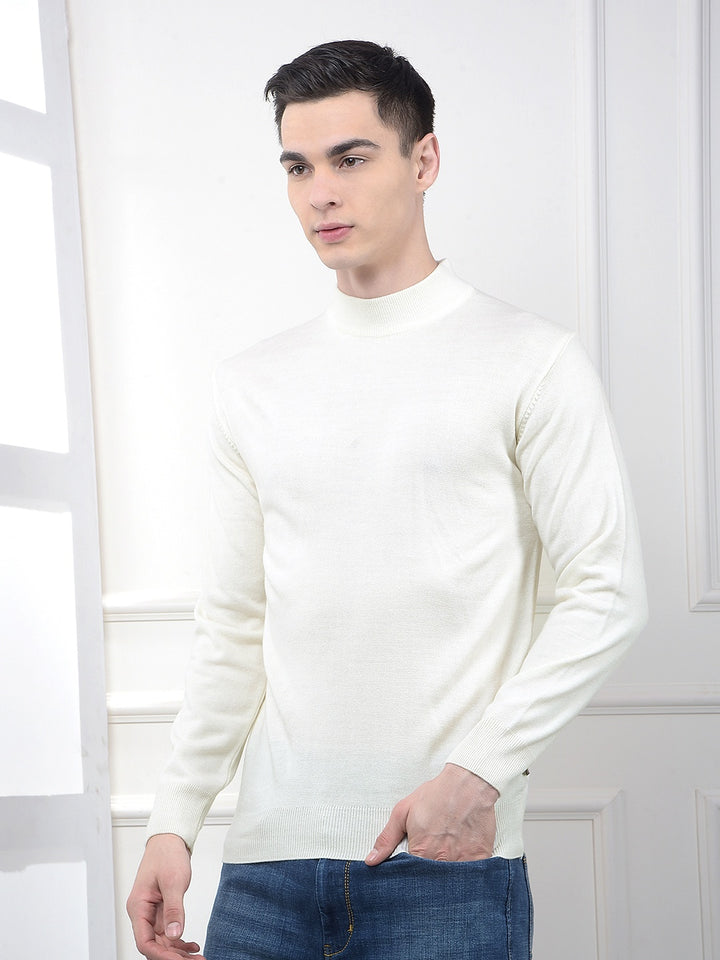 Off White High-Neck Knitted Sweater