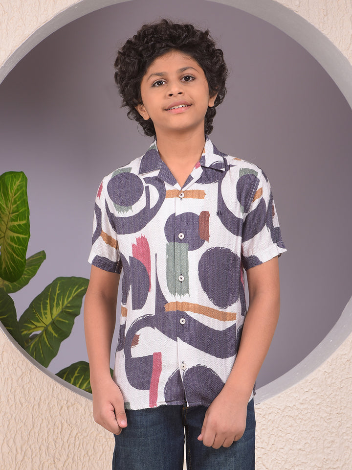 Multi-Color Printed Resort-Collar Shirt