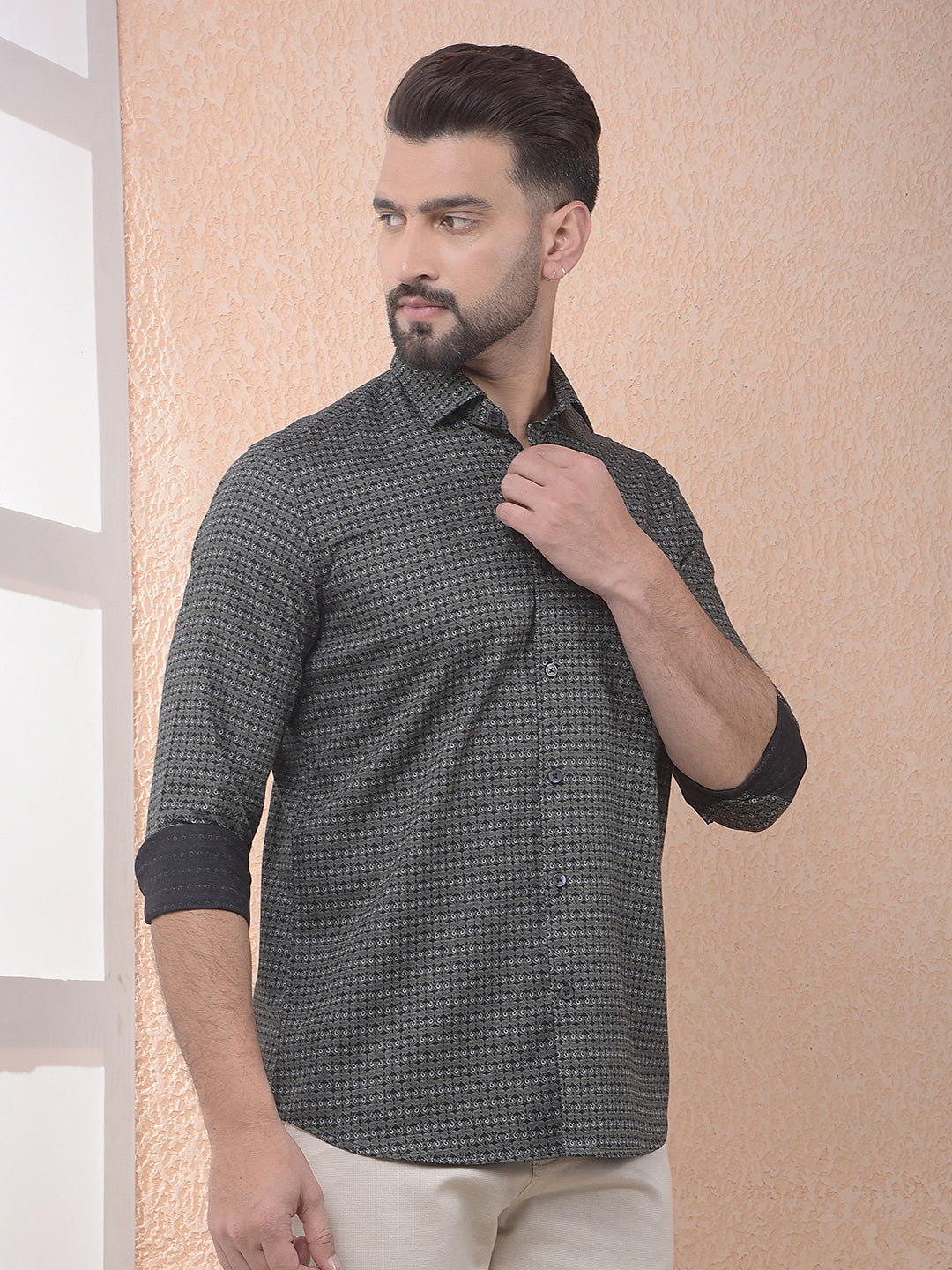 Green Printed 100% Cotton Shirt