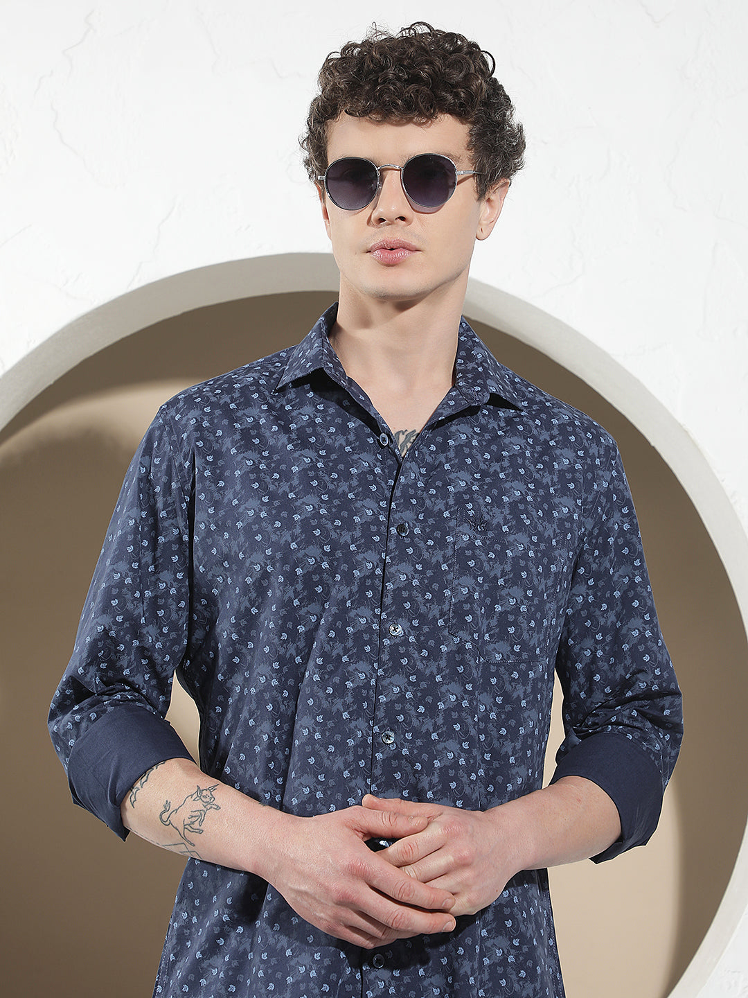 Refined Cobalt Blue Printed Shirt