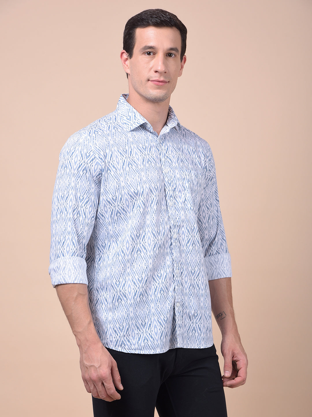 Tailored Trim Blue Printed Shirt