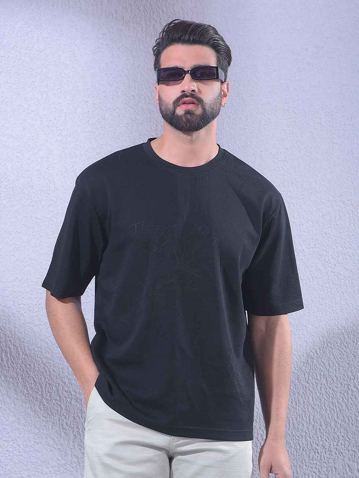 Black Jacquard Oversize T-Shirt