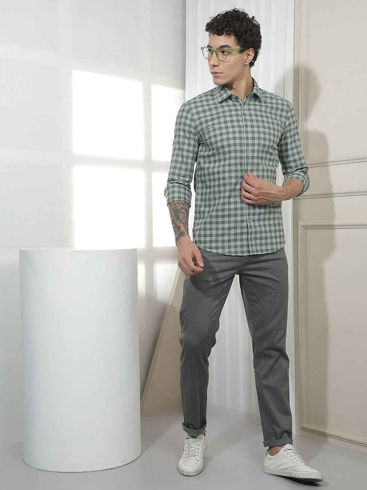Green Checked 100% Cotton Shirt