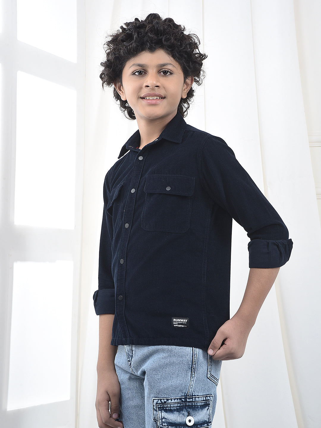 Blue 100% Cotton Corduory Shirt