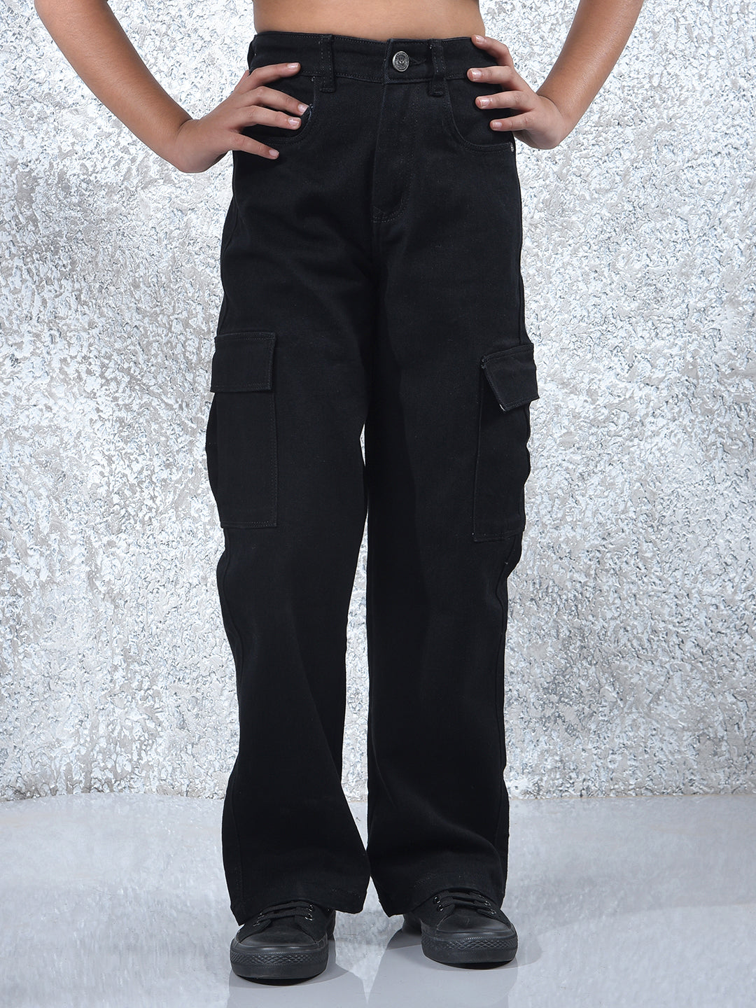 Navy Blue Relaxed Loose Fit Denim Jeans-Girls Jeans-Crimsoune Club