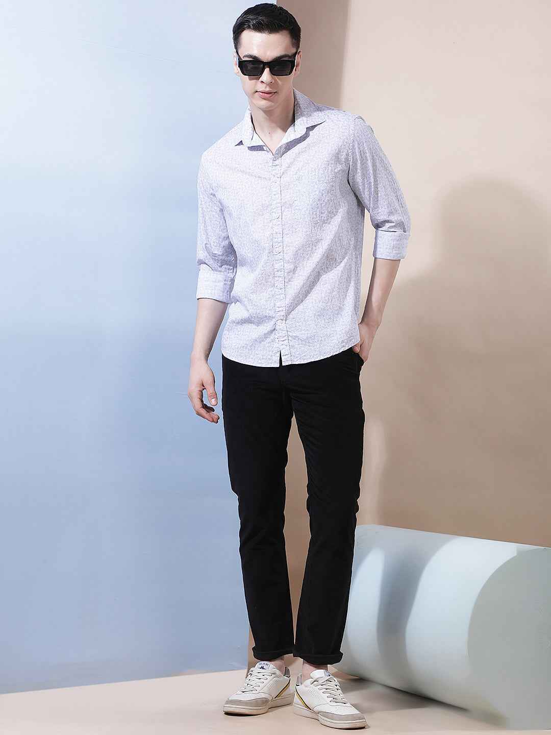 Pebble Grey Printed Shirt