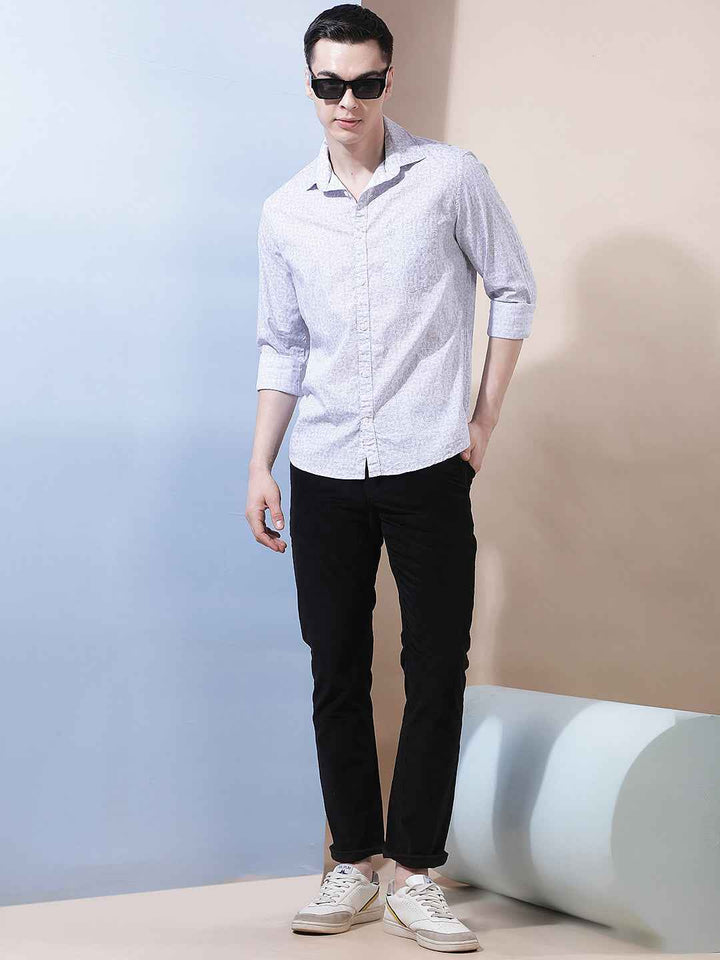 Pebble Grey Printed Shirt