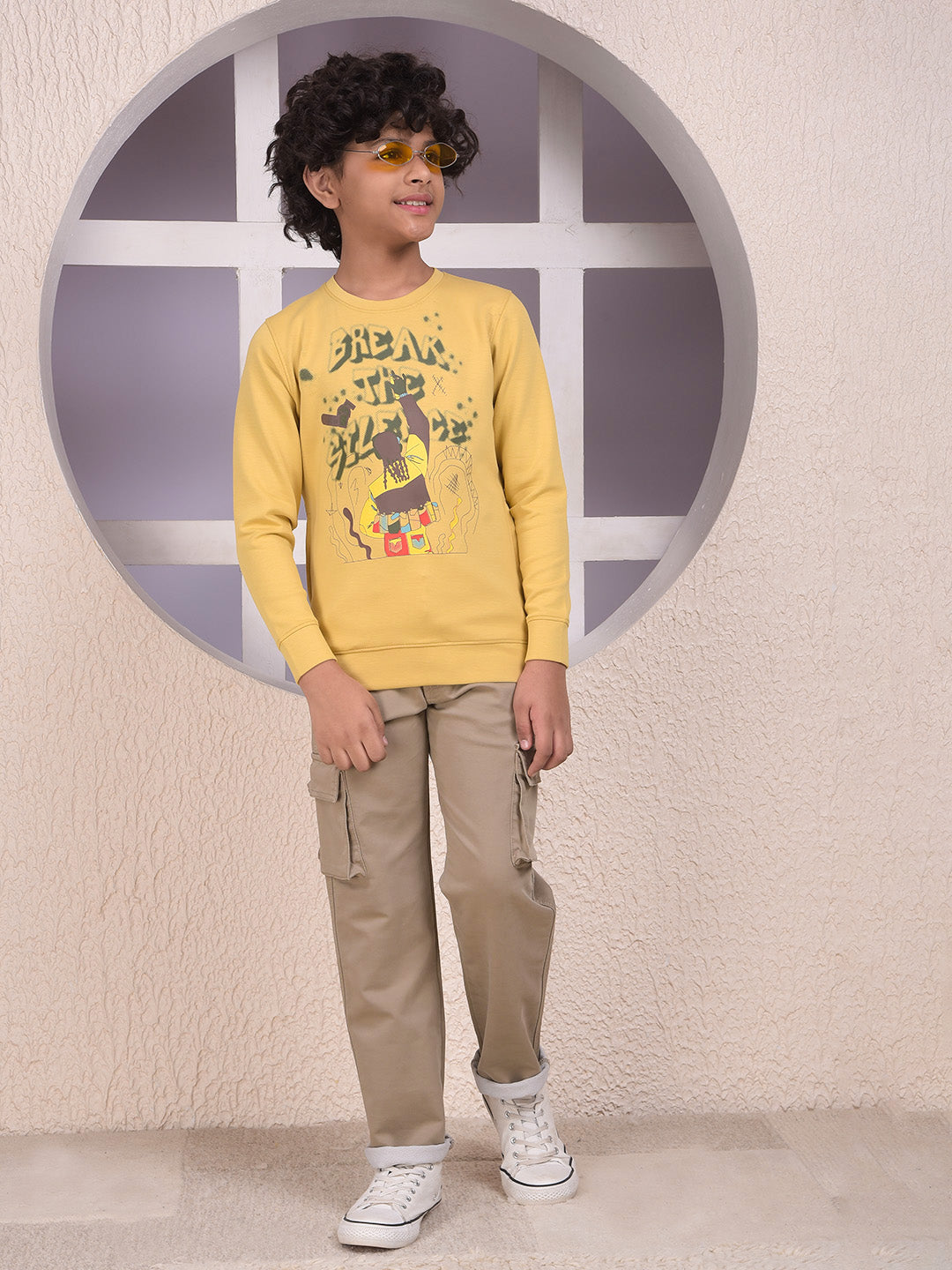 Yellow Graphic Print Sweatshirt