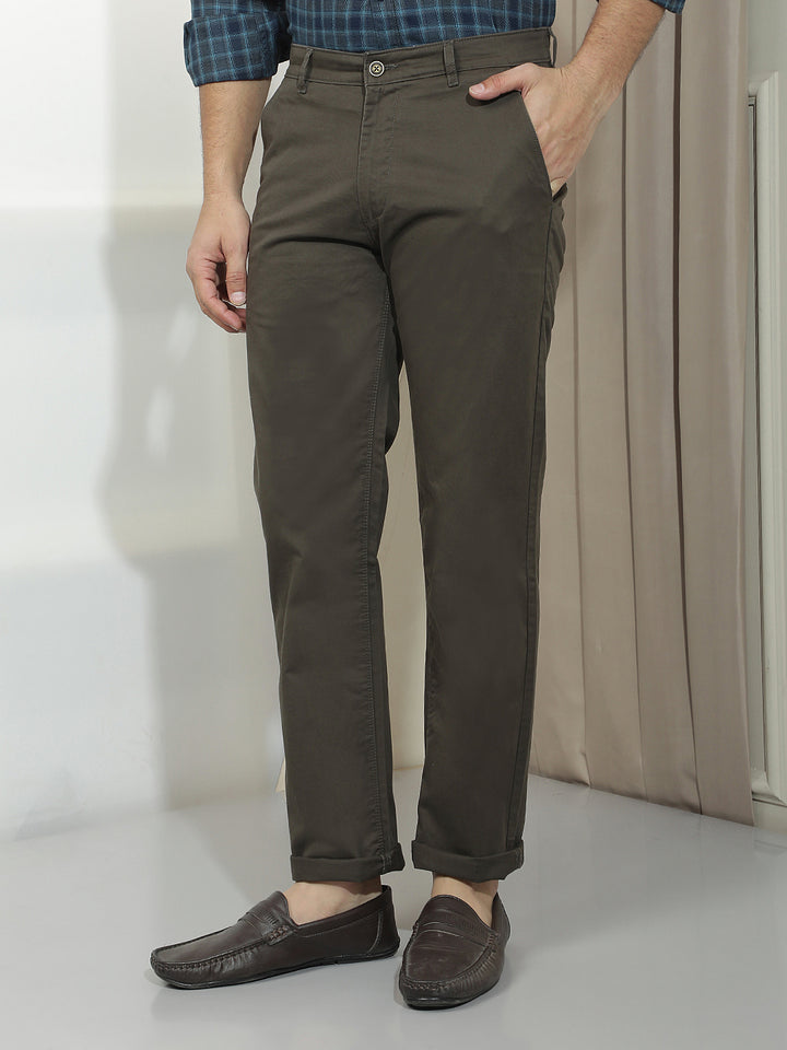 Grey Straight Stretchable Trousers-Men Trousers-Crimsoune Club