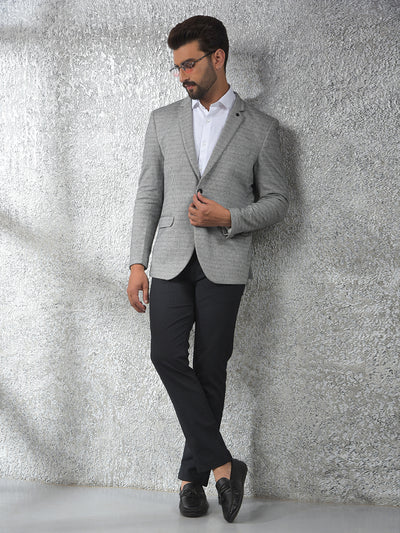 Grey Notched Lapel Modal Single-Breasted Blazer
