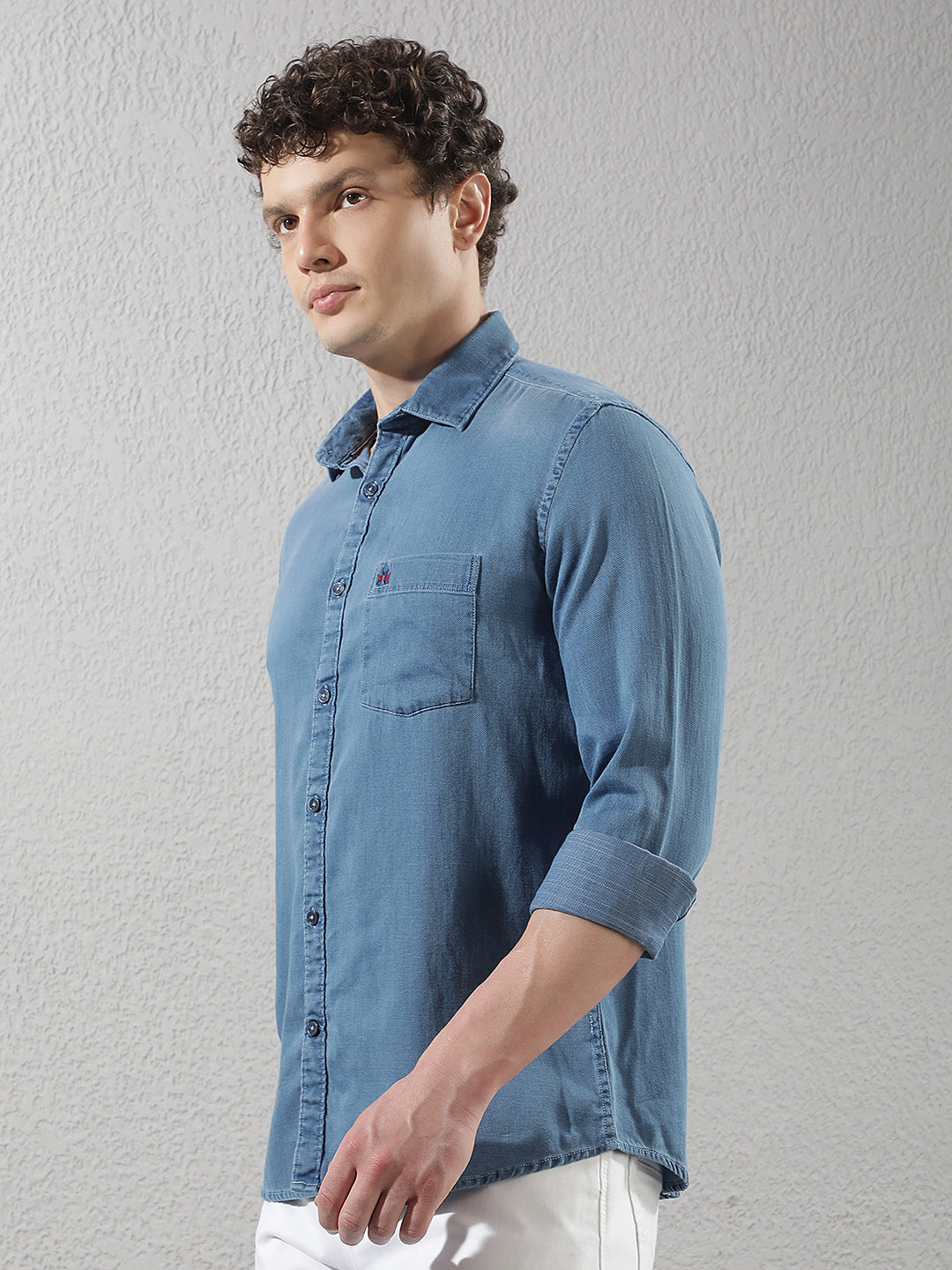 Blue 100% Cotton Denim Shirt