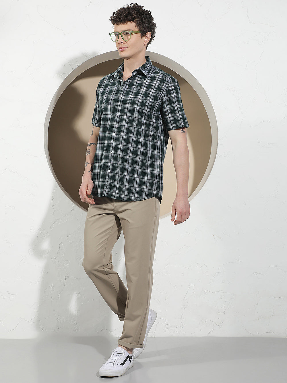 Green Checked 100% Cotton Shirt