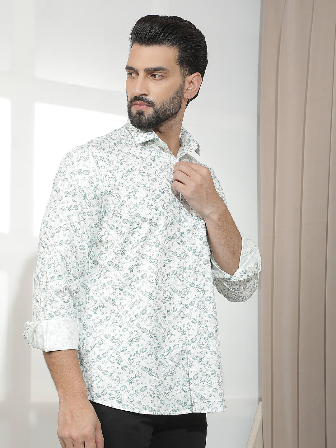 100% Cotton Green Floral Print Shirt