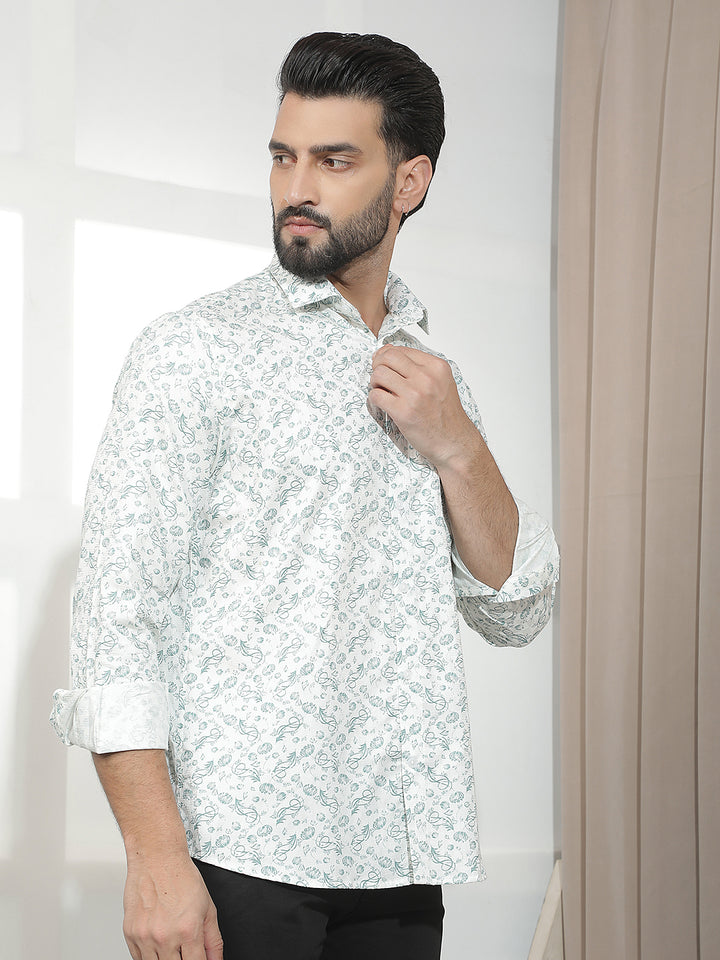 100% Cotton Green Floral Print Shirt