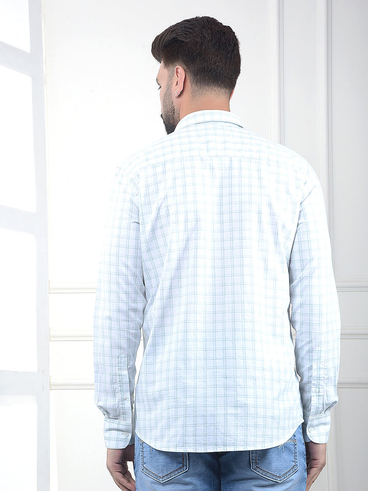 Pinnacle Mint Checked 100% Cotton Shirt