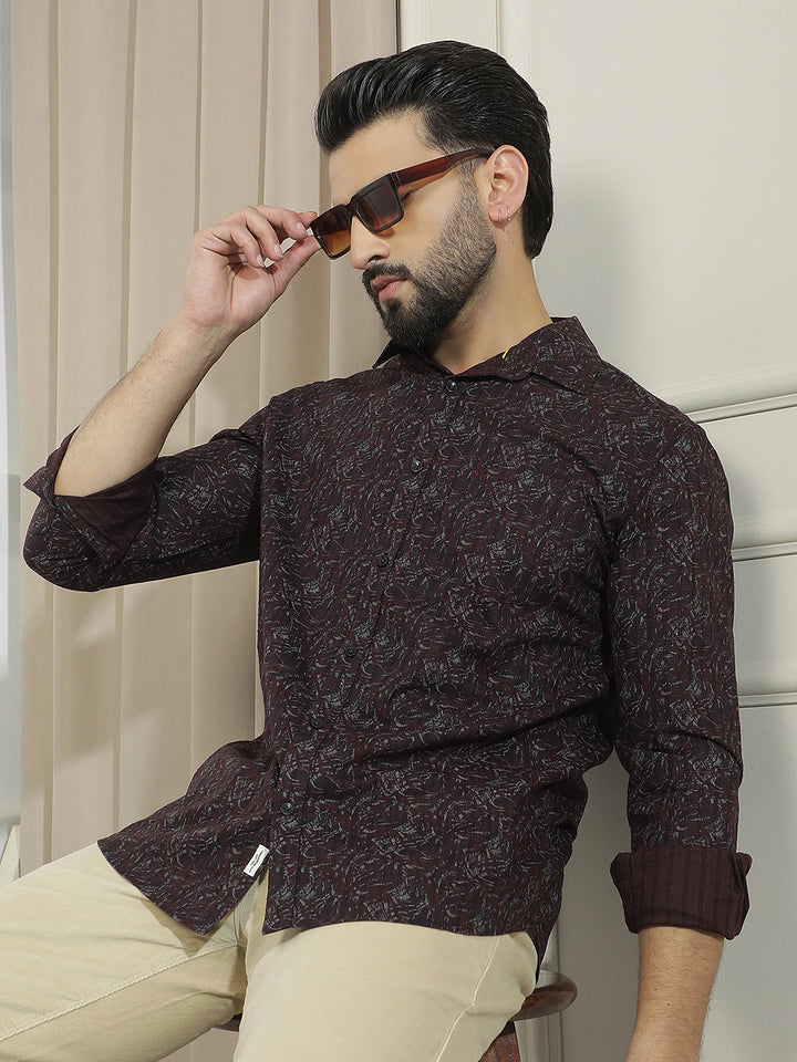 Wine Abstract Print Shirt